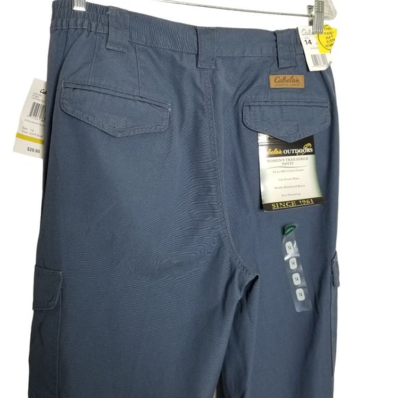 Cabela's NWT Womens Sz 14 Pants Trailhiker Side Elastic Waist Cargo Pockets Blue - Picture 5 of 8
